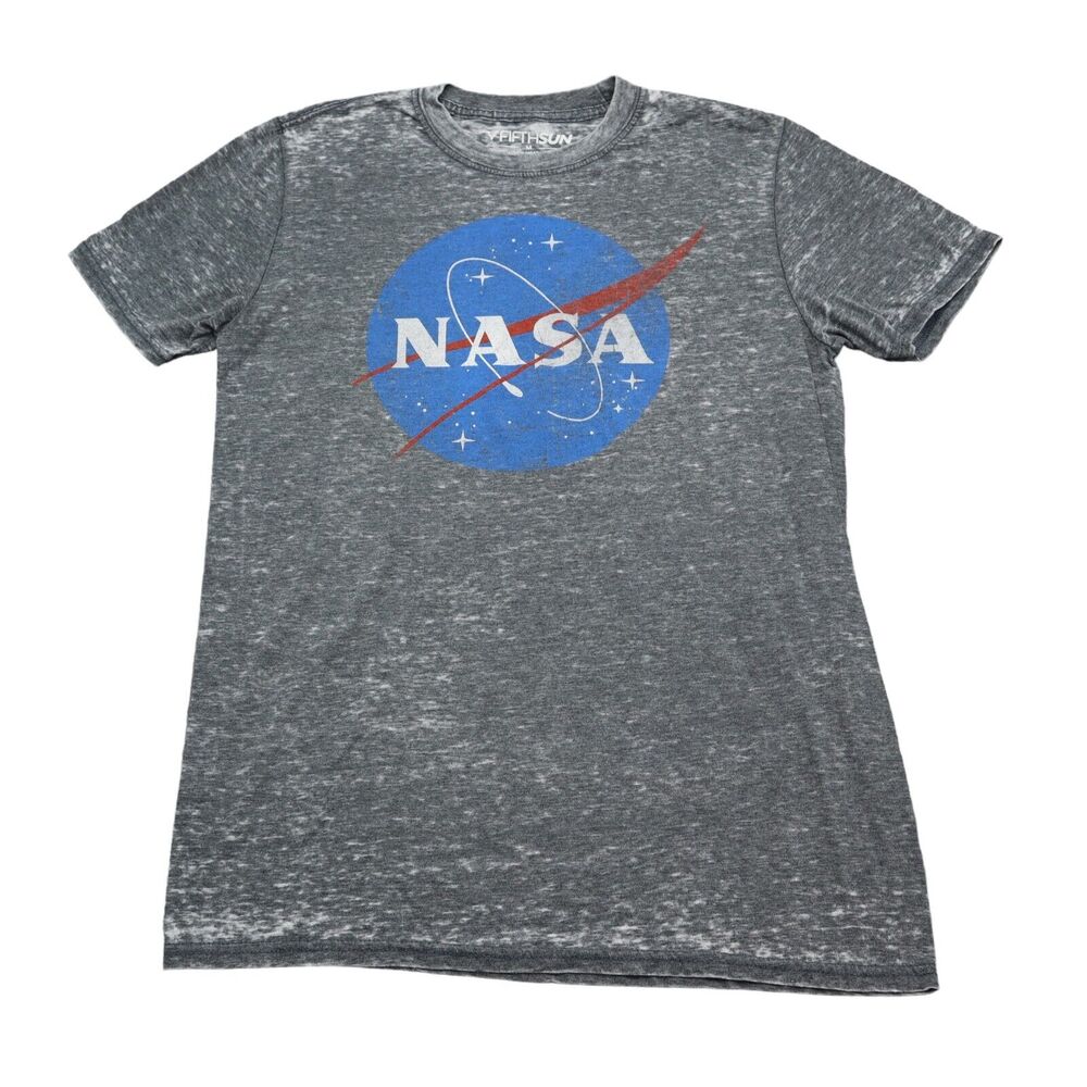 Fifthsun Shirt Mens M Gray Short Sleeve Crew Neck Nasa Pullover Preshrunk Tee